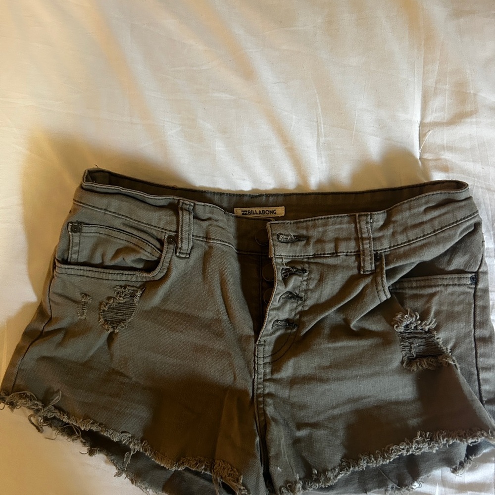 Billabong Women's Khaki Distressed Jean Shorts